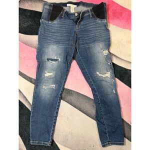 Liz Lange Maternity Target Ankle Skinny Jeans Medium Wash Distressed Size M